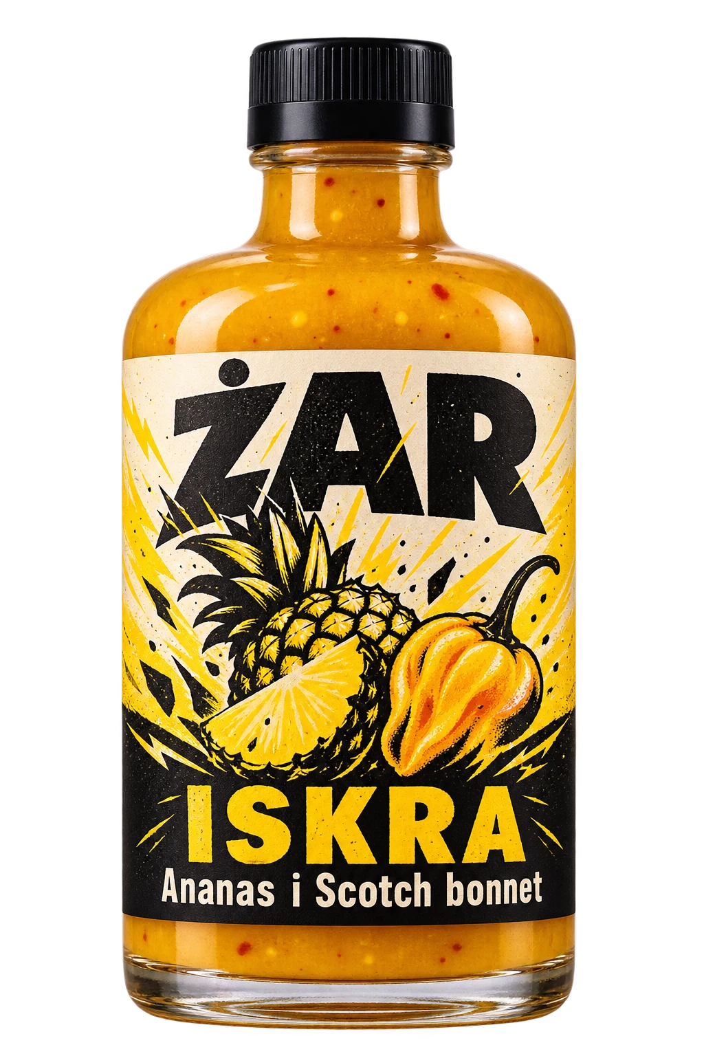 Butelka sosu ŻAR ISKRA, Ananas i Scotch bonnet